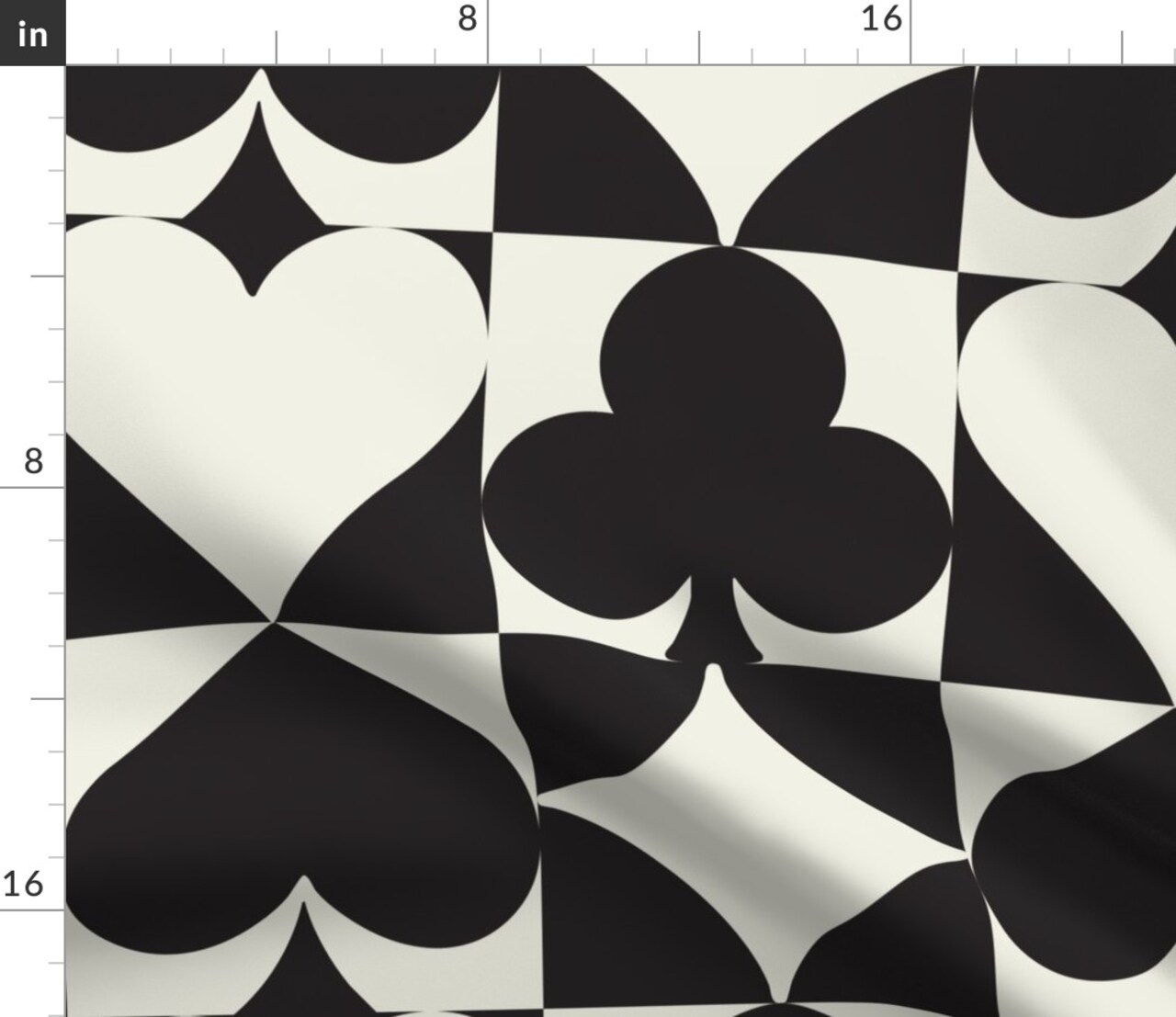 Art Deco Minimalist Cheater Quilt Monochrome Playing Cards Hearts Clubs Spades Diamonds Retro Blackjack Poker Card Suits Gamble Vegas Black And Custom Printed Fabric by Spoonflower Various Fabrics by the Yard or Fat Quarter
